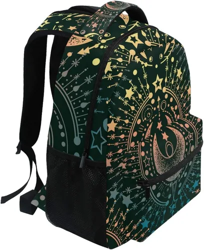 Vista 2 de ALAZA Moon & Star Alchemy Magical - Mochila grande personalizada para laptop, iPad, tableta, mochila escolar de viaje con múltiples bolsillos