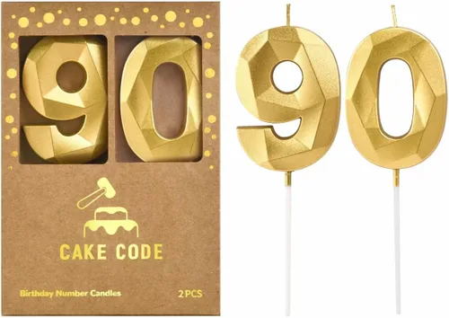 Vista 24 de Crystal Gold - Velas de cumpleaños con número 0 de 2.76 pulgadas, velas doradas y de números de pastel para celebración de fiesta