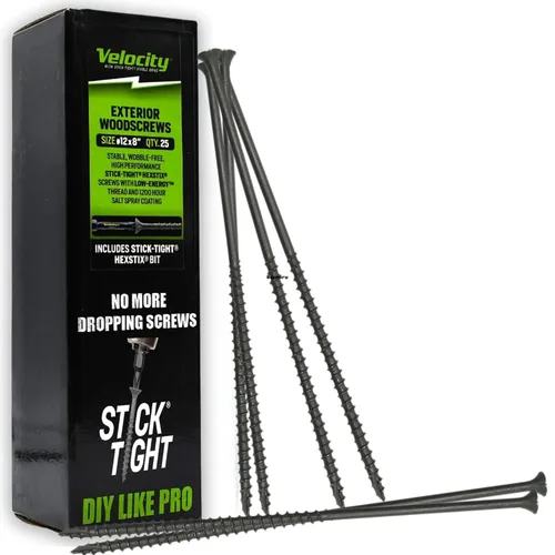 Vista 7 de VVelocity - Tornillos para madera de 5 pulgadas de largo para exteriores, puntas Torx T25 (talla #12), juego de tornillos de madera largos