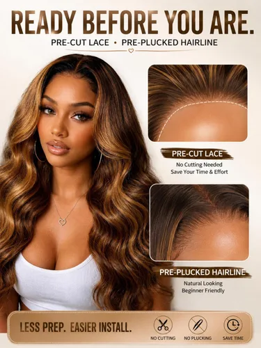 Vista 118 de Beauty Forever Bye Bye Knots - Peluca de cabello humano ondulado sin pegamento, predepilada, 7x5, encaje frontal, cabello humano suelto Peluca