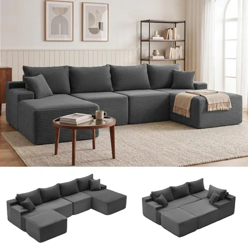 Vista 20 de Mangodan - Sofá seccional en forma de nube, sofá sin huesos para sala de estar, sofá seccional modular con asiento profundo, sofá esponjoso y cómodo