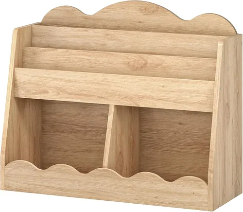 Vista 9 de CHOEZON Estantería infantil y almacenamiento de juguetes, estantería para niños con 2 cubos de juguetes, estante para libros para habitación