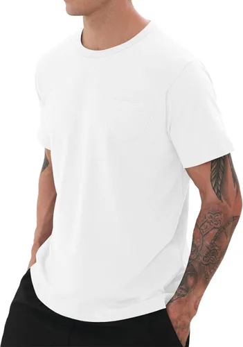 Vista 2 de YTD Camisetas para hombre - Camisetas de algodón de alta calidad con cuello redondo S - 3XL