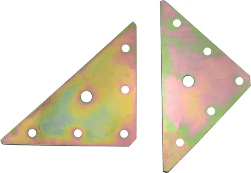 Vista 2 de 6 piezas de placas de reparación triangulares con tornillos de montaje, 4.84 x 3.5 pulgadas, color zinc metal fijación recta estante de unión esquina