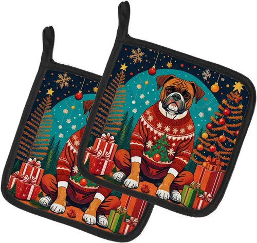 Vista 14 de Affenpinscher - Par de soportes para ollas de Navidad