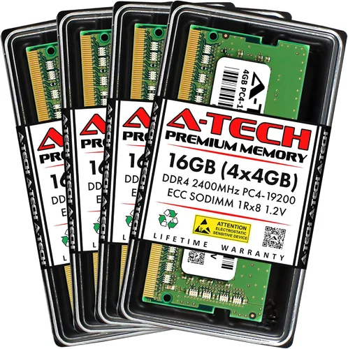 Vista 64 de A-Tech 4GB DDR4 2133MHz PC4-17000 ECC SODIMM 1Rx8 Rango único 1.2V 260-Pin Módulo de actualización de memoria RAM para Microserver, estación