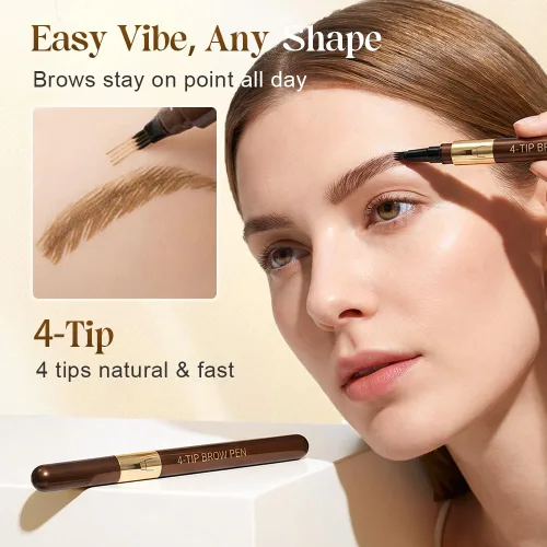 Vista 6 de 2 bolígrafos de cejas líquido Microblading de 4 puntas, crea trazos naturales similares al cabello, resistente al agua, de larga duración, a prueba