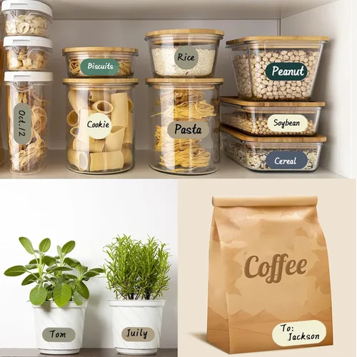 Vista 5 de Calcomanías extraíbles para tarros, etiquetas autoadhesivas para pizarra, impermeables, reutilizables, para escritura, cocina, despensa, con 2