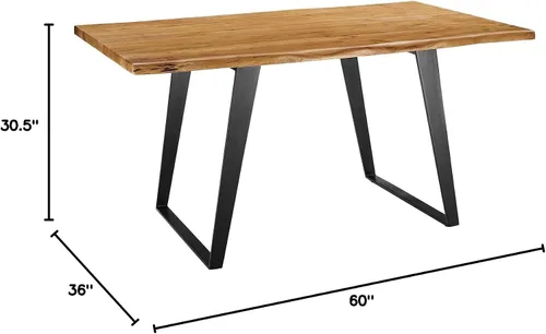 Vista 3 de Modway EEI-6067-BLK-NAT Viggo - Mesa de comedor de madera de acacia, madera de acacia, 60 pulgadas, color negro natural
