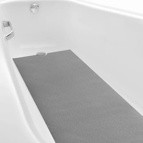 Vista 7 de Dunzoom Alfombrilla antideslizante para bañera de 16 x 40 pulgadas con corte de drenaje, antideslizante, antideslizante, segura, alfombrilla