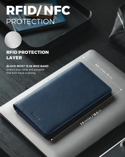 Vista 3 de VULKIT Cartera Portapasaportes con Bloqueo RFID, Cartera de Viaje para Hombre y Mujer