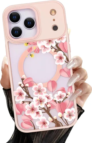 Vista 54 de Compatible con el teléfono 13 Pro - Funda magnética mate translúcida, de lujo, a prueba de golpes, magnética y con bonito patrón de flores, carcasa