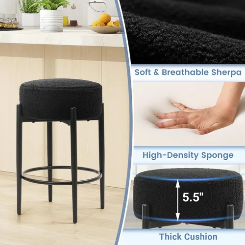 Vista 5 de Murago Taburetes de bar de altura de mostrador, juego de 2, taburetes de bar modernos sin respaldo de 24", ideales para encimera de cocina, isla