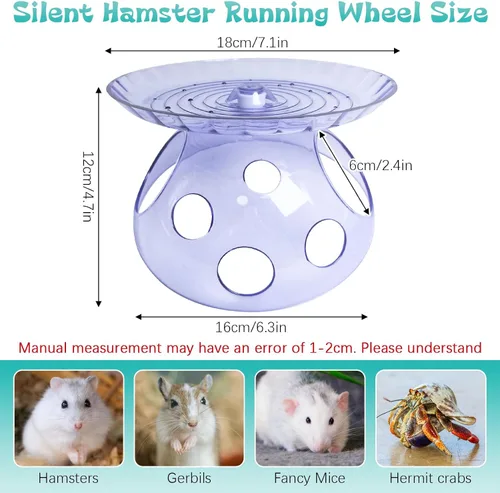 Vista 3 de Hamiledyi Platillo volador para hámster con casa escondida, rueda de hámster de plástico para animales pequeños, rueda de ejercicio silenciosa Azul