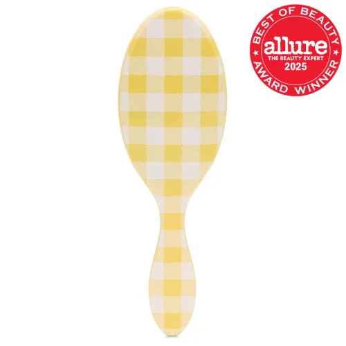 Vista 2 de Wet Brush - Cepillo desenredante Original, Gingham Dorado (Encanto Costero), cerdas ultrasuaves IntelliFlex que se deslizan a través de los nudos