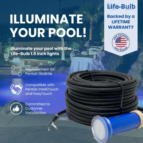 Vista 2 de Life-Bulb - Luz de piscina de 1.5 pulgadas para piscina enterrada con cable de 100 pies - Lámpara de piscina, luces LED de repuesto para piscina