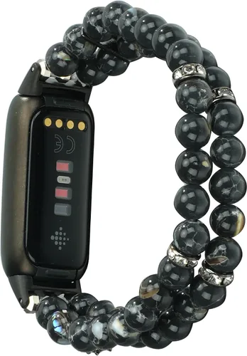 Vista 2 de Wongeto Compatible con correas Fitbit Luxe, pulsera elástica de perlas estirable de moda hecha a mano para mujeres, correa de reemplazo