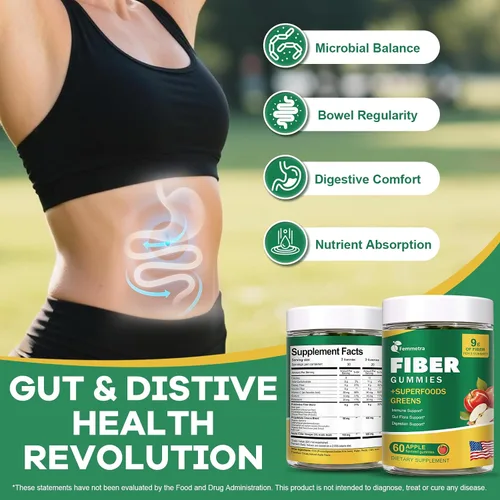 Vista 5 de Gomitas de fibra prebiótica 13 en 1 para adultos - Suplemento de fibra para mujeres y hombres con mezcla de verduras, inulina y ACV