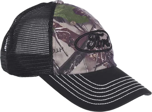 Vista 2 de Gorra con logo de Ford de la bandera de cuadros para hombre con malla de camuflaje ajustable