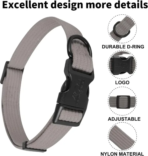 Vista 2 de lynxking Collar de perro suave acolchado transpirable de algodón sólido fuerte ajustable collar para mascotas para cachorros pequeños