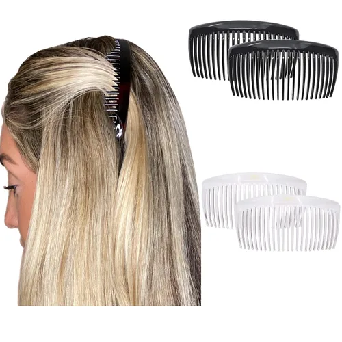 Vista 16 de Camila Paris CP3022 - Peines laterales franceses grandes, curvados, beige con torsión francesa para el cabello, decorativas, pinzas de sujeción