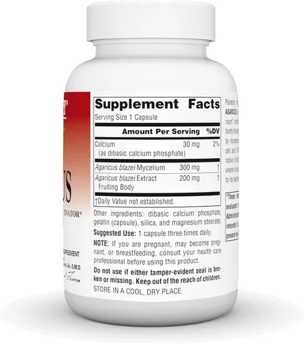 Vista 2 de Planetary Herbals Agaricus Full Spectrum 500 mg, activador de células asesinas inmunes y naturales, 90 cápsulas Immune & Natural Killer Cell