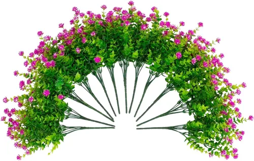 Vista 12 de Nearly Natural Mini rosa artificial resistente a los rayos UV de 13 pulgadas (interior/exterior) - Juego de 12 Naranja