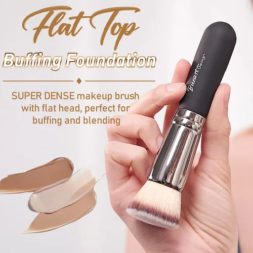 Vista 2 de Bueart Design Brocha de maquillaje para base de pulido de parte superior plana, ultra suave, densa, Kabuki, cepillo de maquillaje para líquido
