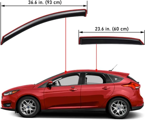 Vista 2 de Lightronic Visera de ventana de ventilación automática con clip extra duradera, compatible con Ford Focus Sedan y Hatchback 2012-2018, protección