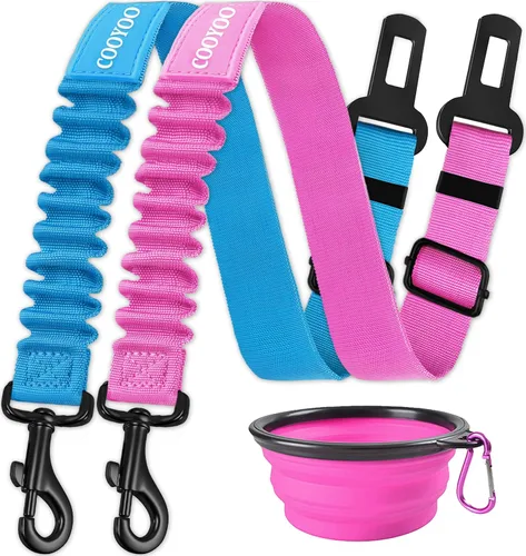 Vista 12 de COOYOO cinturón de seguridad retráctil y ajustable para perro, juego de 3 piezas, cinturón de nailon para vehículo, para que tu mascota esté segura