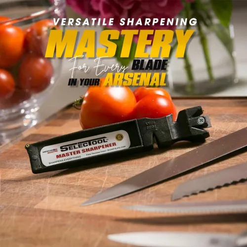 Vista 2 de Selectool Afilador de cuchillos multiherramienta para cuchillos de cocina con cuchillo de entrenamiento, cuchillo de bolsillo, herramientas