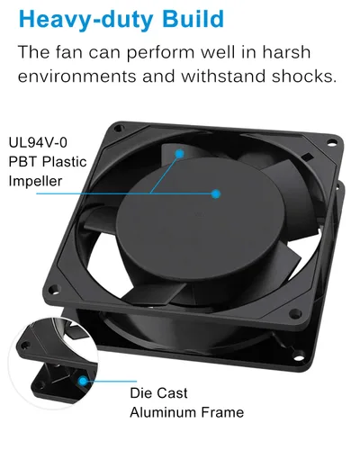 Vista 3 de GDSTIME Ventilador Axial de 90mm, 110V 120V CA, 92 mm x 92 mm x 25 mm, de rodamiento de bolas doble con cable de alimentación para proyectos