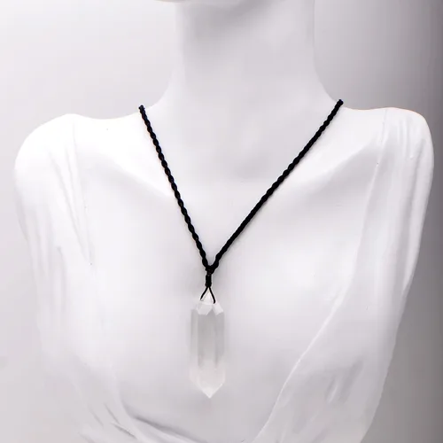 Vista 2 de Collar grande de cristal curativo de 2 pulgadas, colgante mineral natural con cordón ajustable