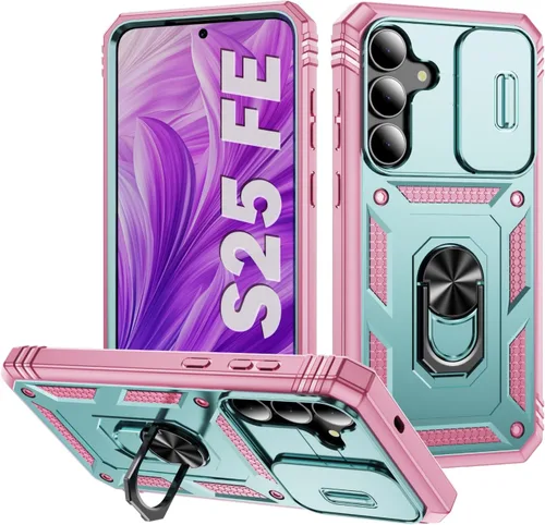 Vista 240 de PASNEW Funda militar para iPhone 13 Pro Max, cubierta de cámara deslizante y soporte de anillo de metal de 360°, carcasa rígida multicapa resistente