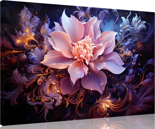 Vista 50 de TutuBeer 1 Panel Bauhinia Flor Roja China Bauhinia Flor Púrpura Planta Botánica Imagen de Flor Obra de Arte Pintura al Óleo sobre Lienzo Estirado