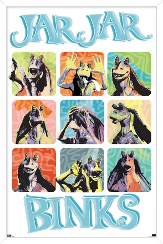 Vista 14 de Trends International Star Wars: The Phantom Menace - Jar Jar Binks Grid - Póster de pared, 22.4 pulgadas de largo x 14.7 pulgadas, versión enmarcada