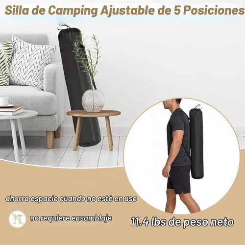Vista 4 de Silla de camping reclinable, silla plegable al aire libre