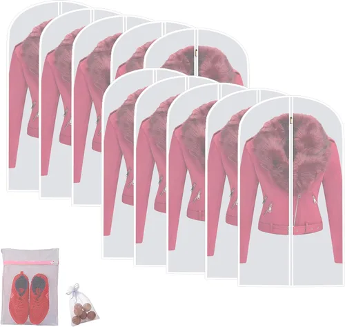 Vista 37 de Bolsas transparentes para colgar ropa de viaje (juego de 6) bolsas de traje para almacenamiento de ropa, bolsas de almacenamiento de ropa, funda