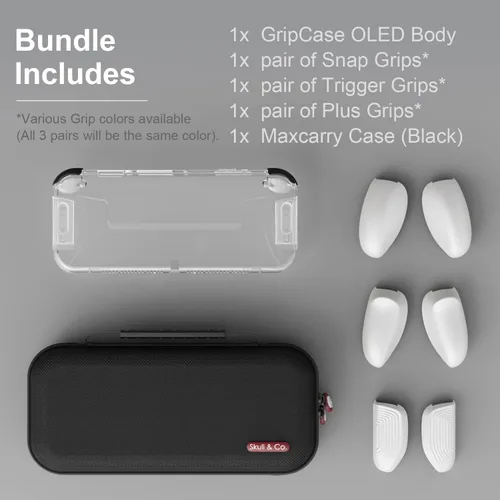 Vista 3 de Skull Co GripCase OLED - Una funda protectora transparente acoplable con agarres reemplazables para adaptarse a todos los tamaños de manos