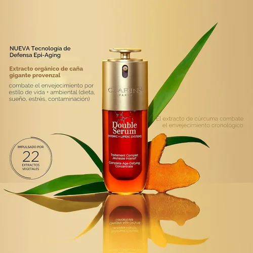 Vista 7 de Clarins DOBLE SÉRUM Suero Facial Antienvejecimiento Visiblemente Reafirma, Suaviza, Aumenta la Radiancia y Refina los Poros Hidratación 24H