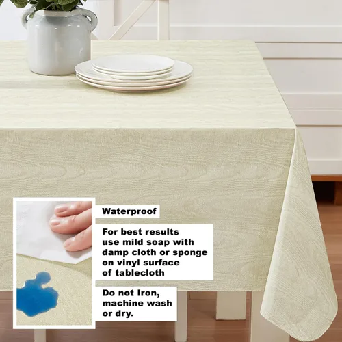 Vista 3 de Newbridge Moire - Mantel de franela de vinilo con estampado ondulado de color sólido para interiores y exteriores