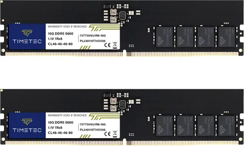 Vista 10 de Timetec 16GB DDR5 5600MHz PC5-44800 Sin búfer No ECC 1.1V CL46 1Rx8 Rango único 288 Pin UDIMM módulo de memoria RAM de escritorio de mejora