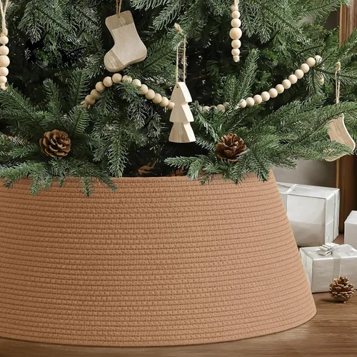 Vista 13 de Collar de árbol de Navidad, falda grande para árboles artificiales de 6 a 9 Negro