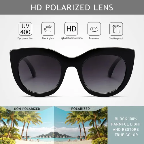 Vista 2 de SUNGAIT Gafas de sol polarizadas vintage de gran tamaño para mujer, gafas de sol de moda para mujer
