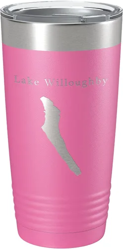 Vista 12 de Lake Willoughby Map Tumbler Travel Mug Insulated Laser Engraved Coffee Cup Vermont 20 oz Black