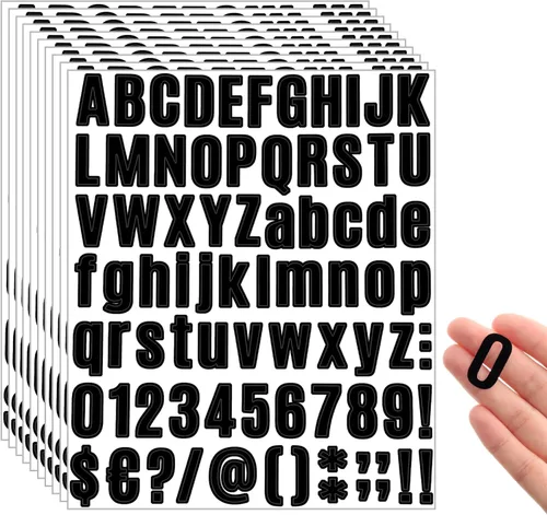 Vista 7 de Qilery 32 hojas de 0.5 pulgada de calcomanías de letras y números autoadhesivas, letras de vinilo alfabéticas de gran fuente, etiquetas de números