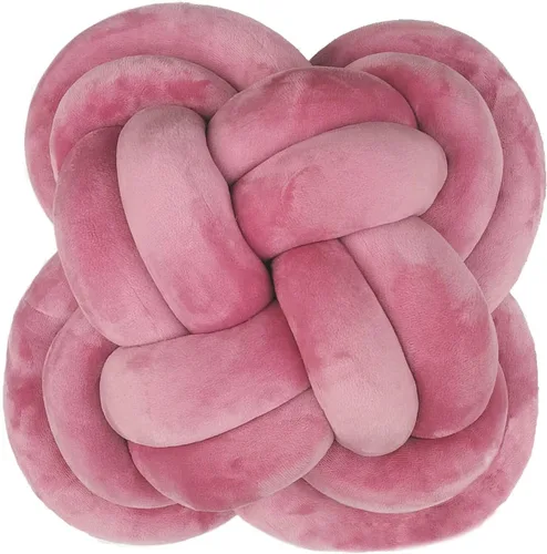 Vista 22 de Cyprinus Carpio Almohada creativa con nudo de bola de rosa, cojín de flor para sofá, almohada lumbar, decoración (rosa-C)