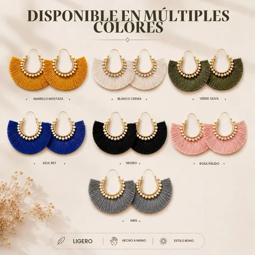 Vista 6 de Aretes de aro con borla, aretes colgantes de hilo de declaración, elegantes aretes largos con flecos, ligeros, largos y con gancho francés, para un