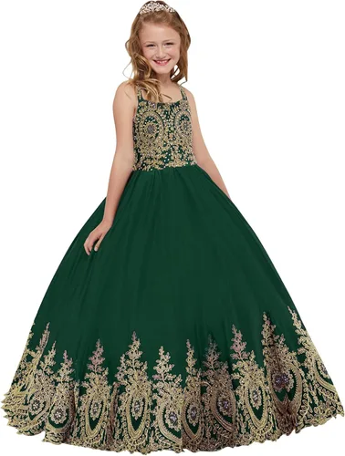 Vista 4 de ABAO SISTER Vestido de princesa para niña de las flores, vestido de fiesta para niños, vestidos formales de baile