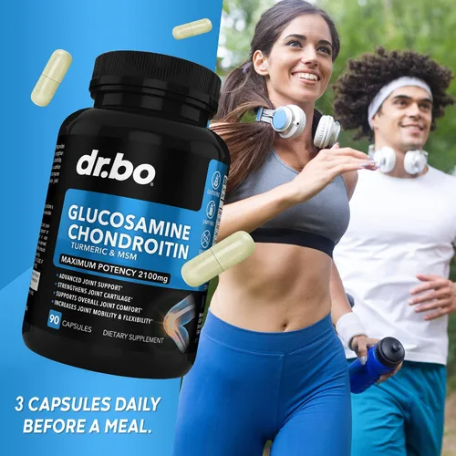 Vista 7 de Glucosamina, condroitina, MSM, cúrcuma, suplemento para la salud de las articulaciones, 2100 mg de hueso y articulaciones de rodilla, suplemento